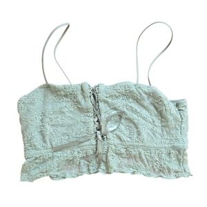 Colsie Bralette Coquette Feminine Dainty Green‎ Lace-Up Spaghetti Strap Small